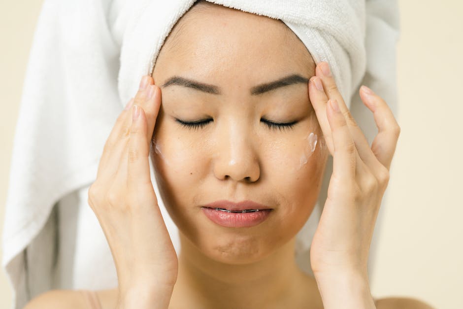 Eye cream product on clean skincare display